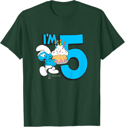 Kids The Smurfs Birthday I'm 5 T-Shirt - T-Shirt | Forest