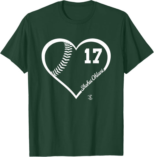 Shohei Ohtani Player Heart Number Gameday T-Shirt - T-Shirt | Forest