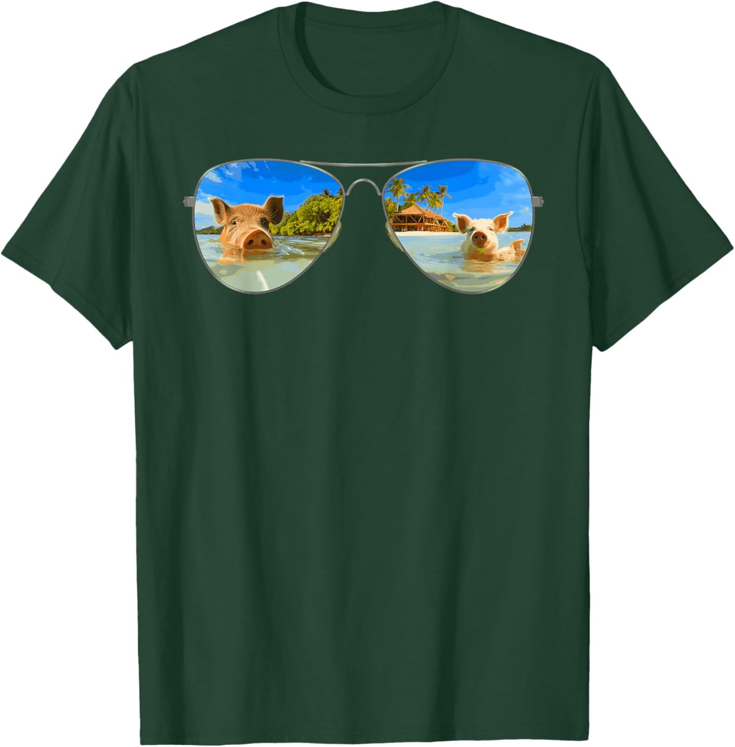 The Bahamas Pigs Swimming Sunglasses Caribbean Beach Summer T-Shirt - T-Shirt | Forest