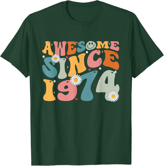 Awesome Since 1974 51st Birthday Retro Gifts Born In 1974 T-Shirt - T-Shirt | Forest