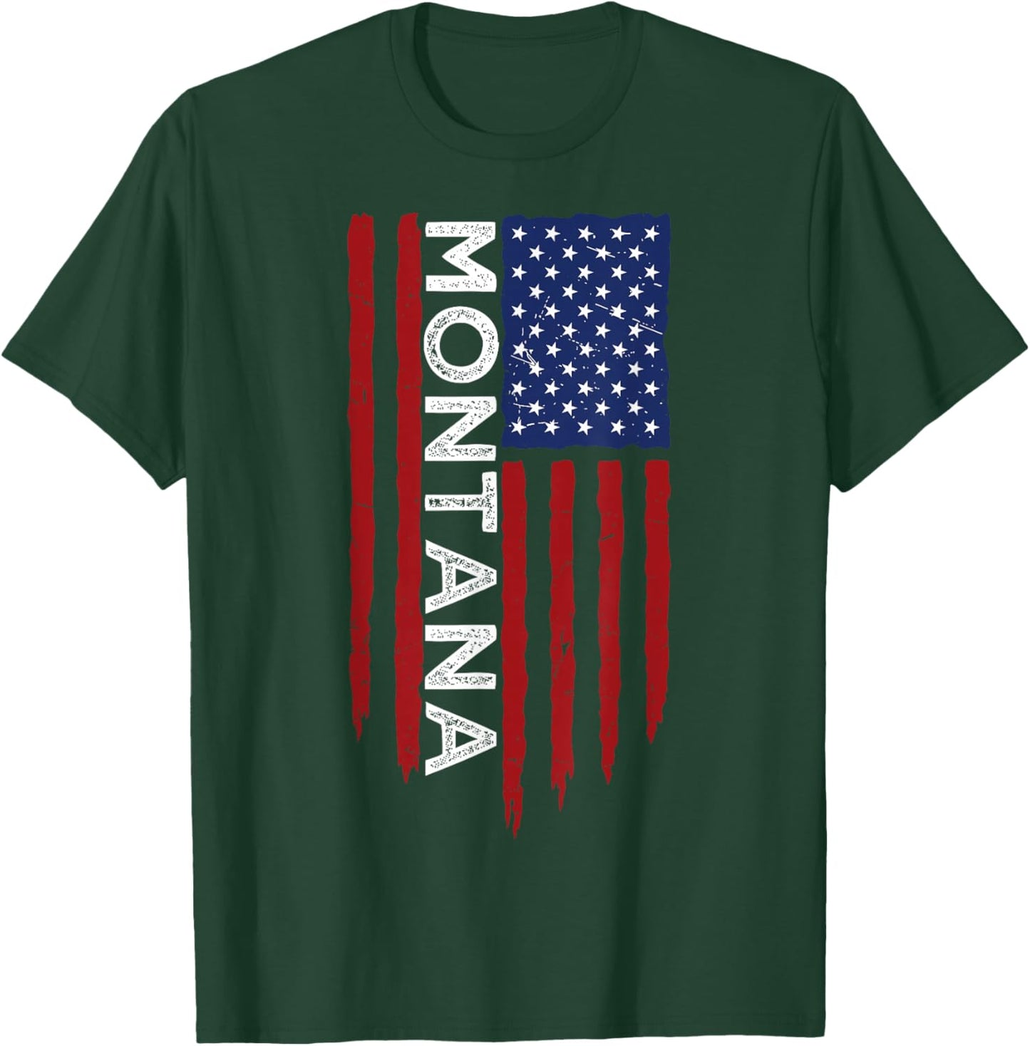 Montana Home State MT American Flag Retro Design T-Shirt - T-Shirt | Forest