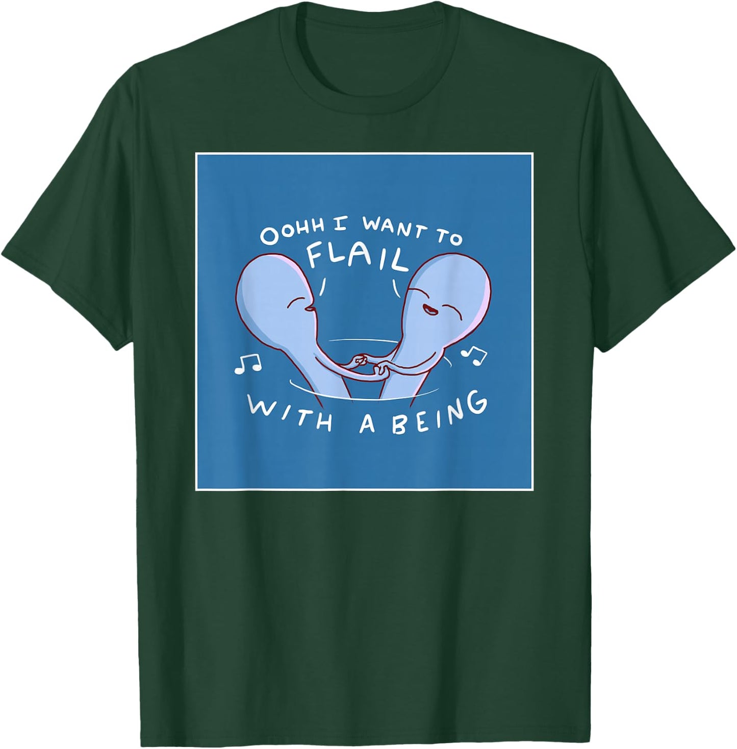 Threadless Nathan W. Pyle Flail With A Being Graphic T-Shirt - T-Shirt | Forest