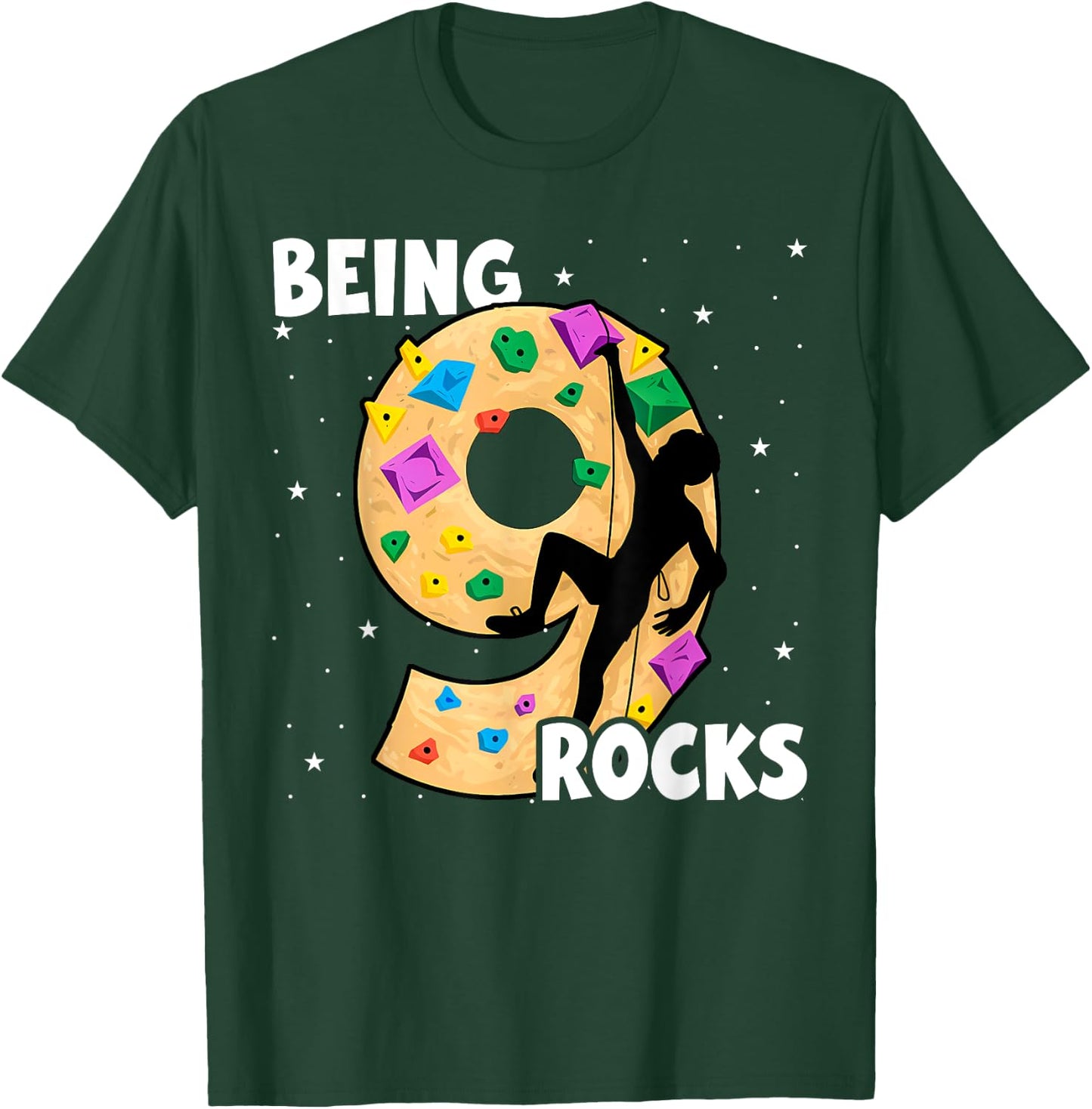 9 Year Old Rock Climbing 9th Birthday Adventures Climber T-Shirt - T-Shirt | Forest