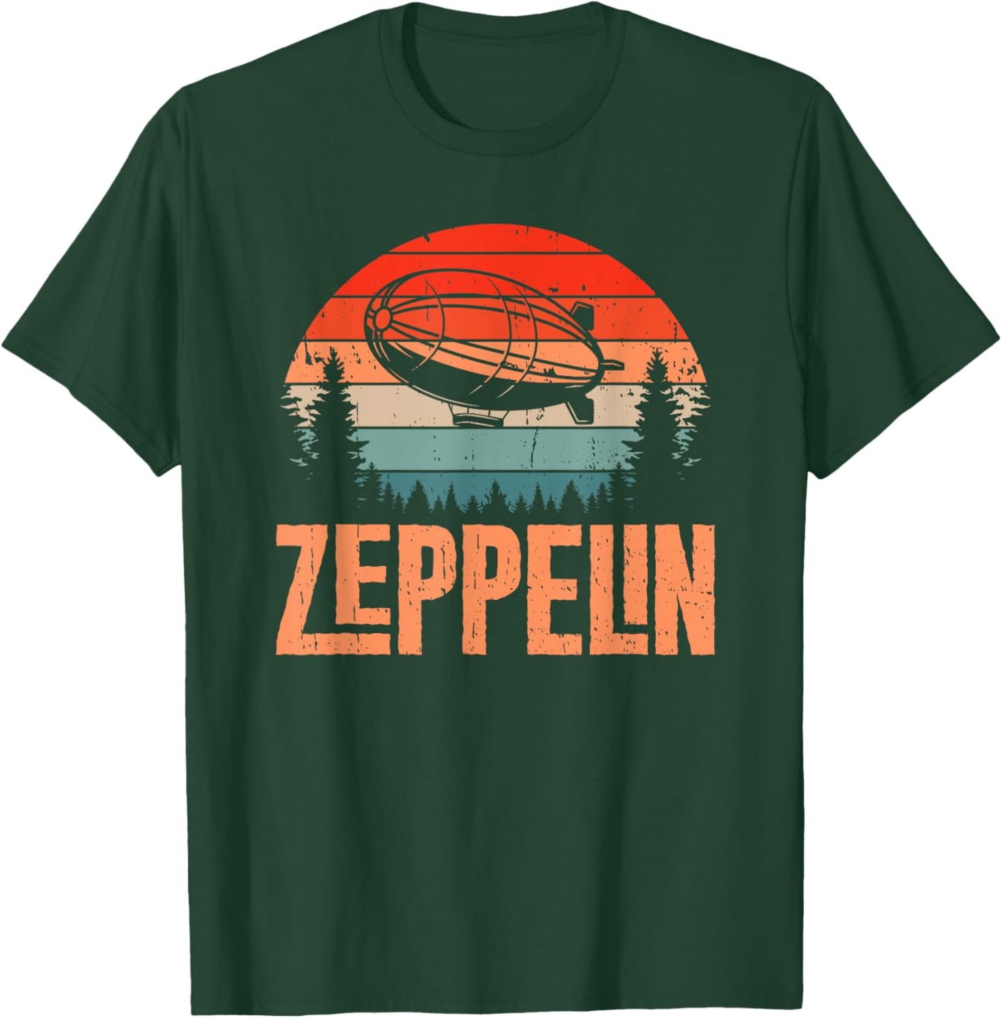 Zeppelin Retro Vintage Sunset 70s 80s Dirigible Airship T-Shirt - T-Shirt | Forest
