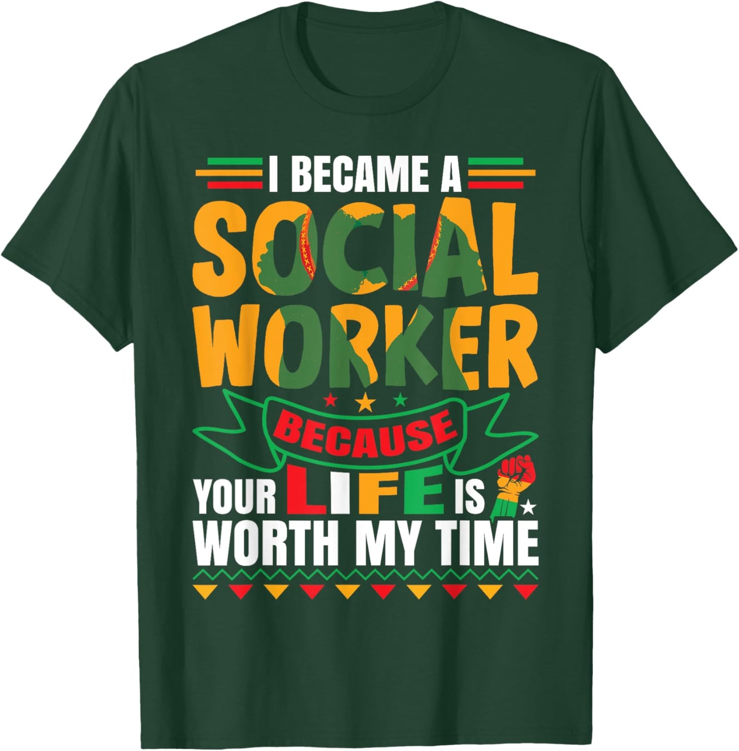 Social Work Appreciation Black Social Worker T-Shirt - T-Shirt | Forest