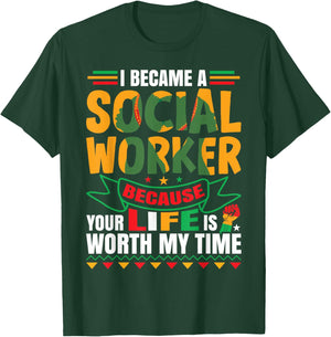 Social Work Appreciation Black Social Worker T-Shirt - T-Shirt | Forest