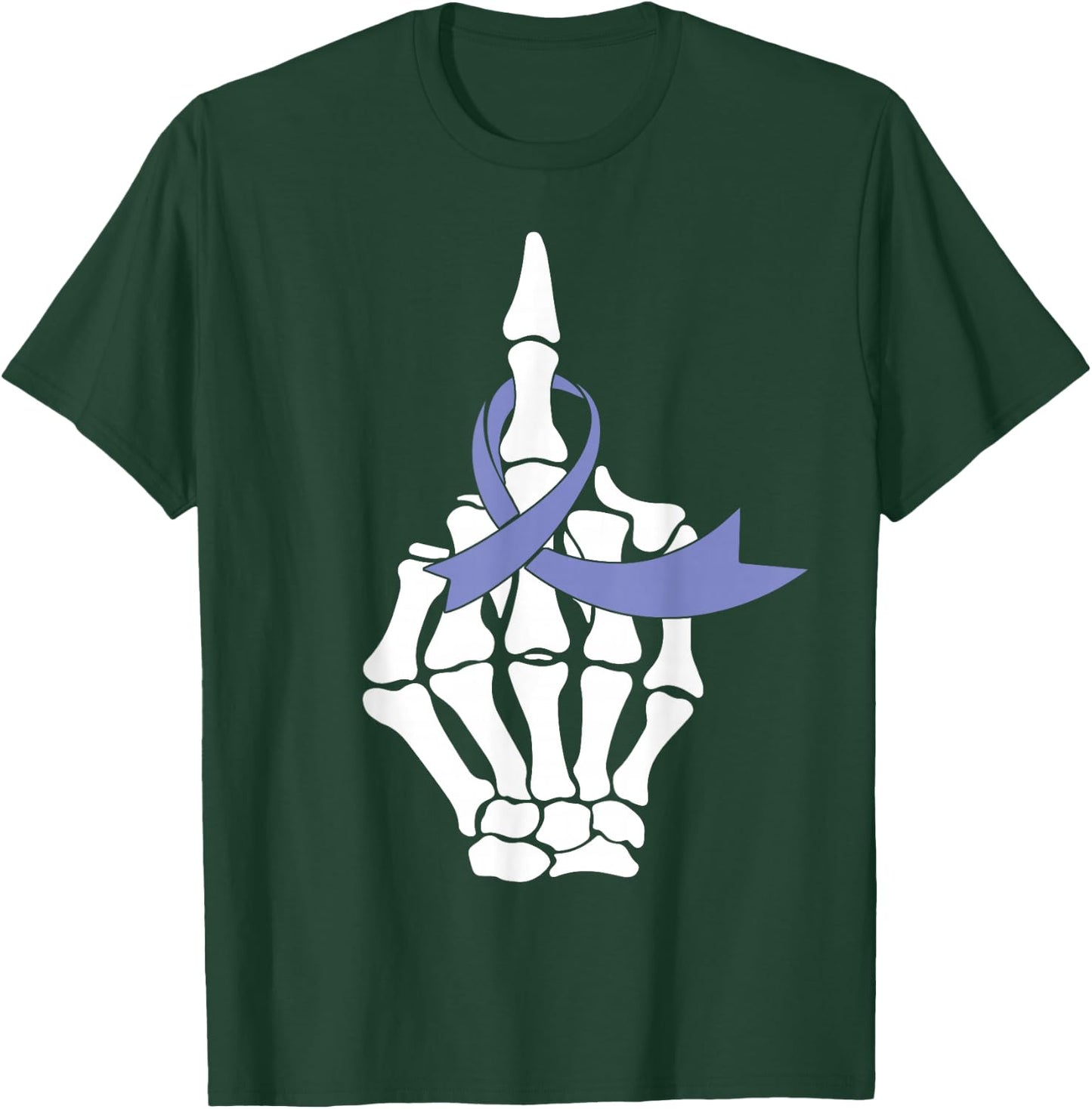 Fuck Esophageal Cancer Middle Finger Periwinkle Ribbon T-Shirt - T-Shirt | Forest