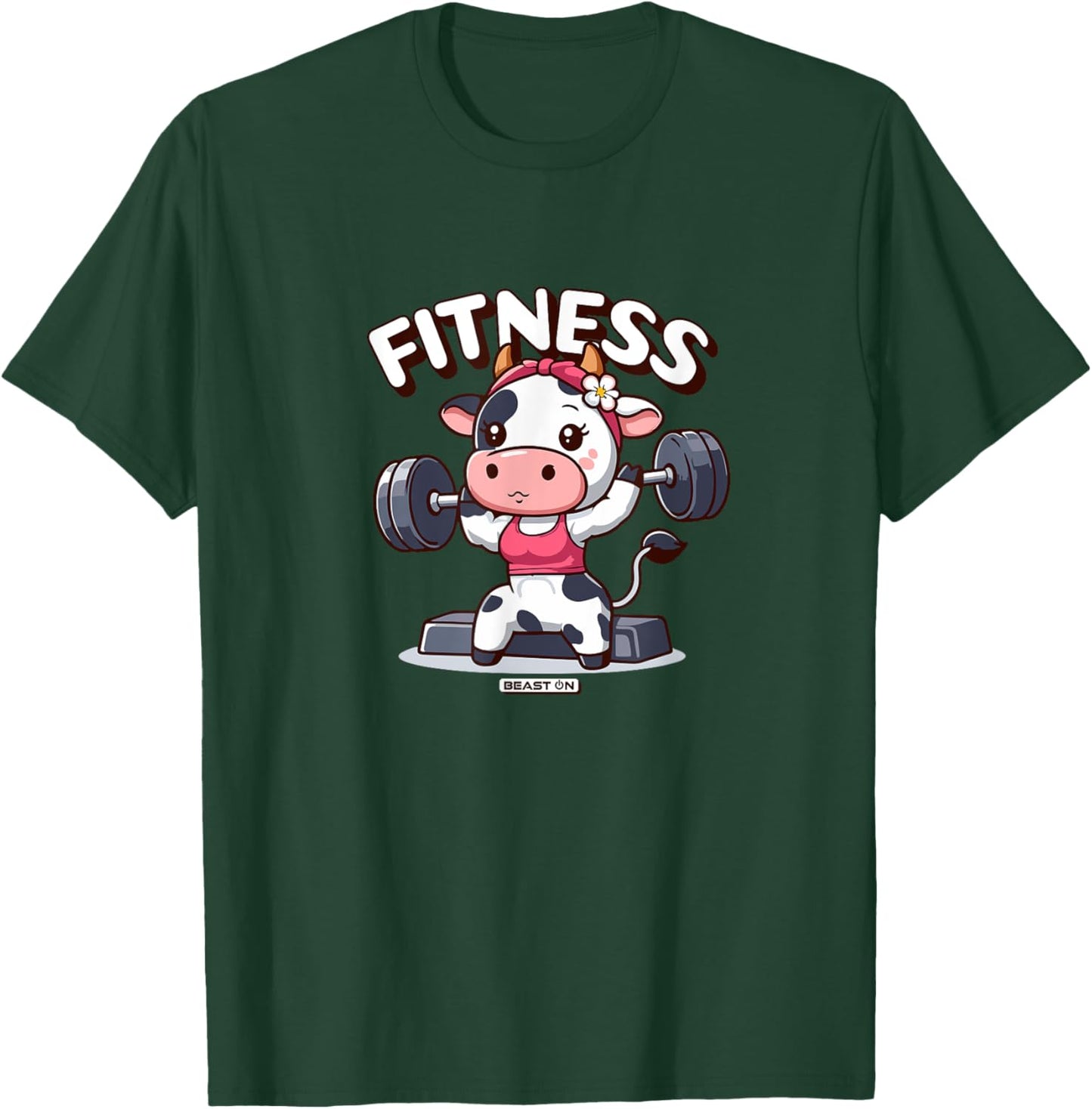 Cute Cow Fitness Workout Women Funny Gym Training T-Shirt - T-Shirt | Forest