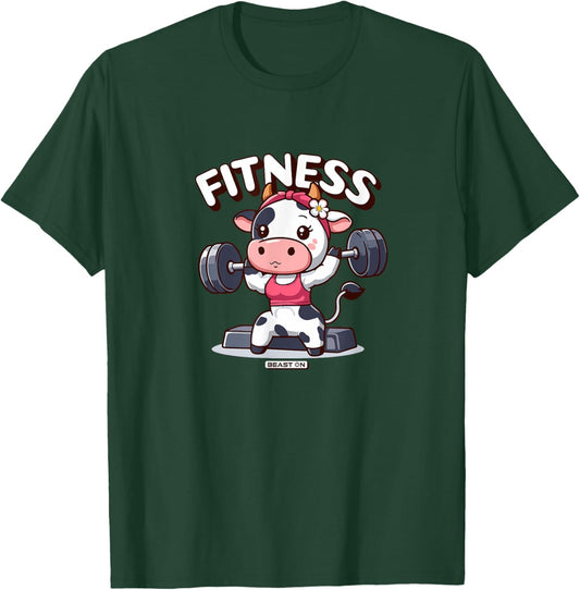 Cute Cow Fitness Workout Women Funny Gym Training T-Shirt - T-Shirt | Forest