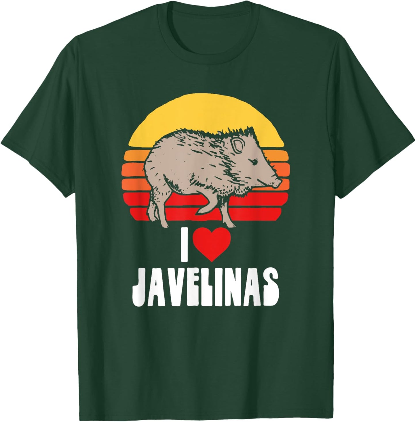I Love Javelinas Vintage Retro 80s Sunset Cute Heart Arizona T-Shirt - T-Shirt | Forest