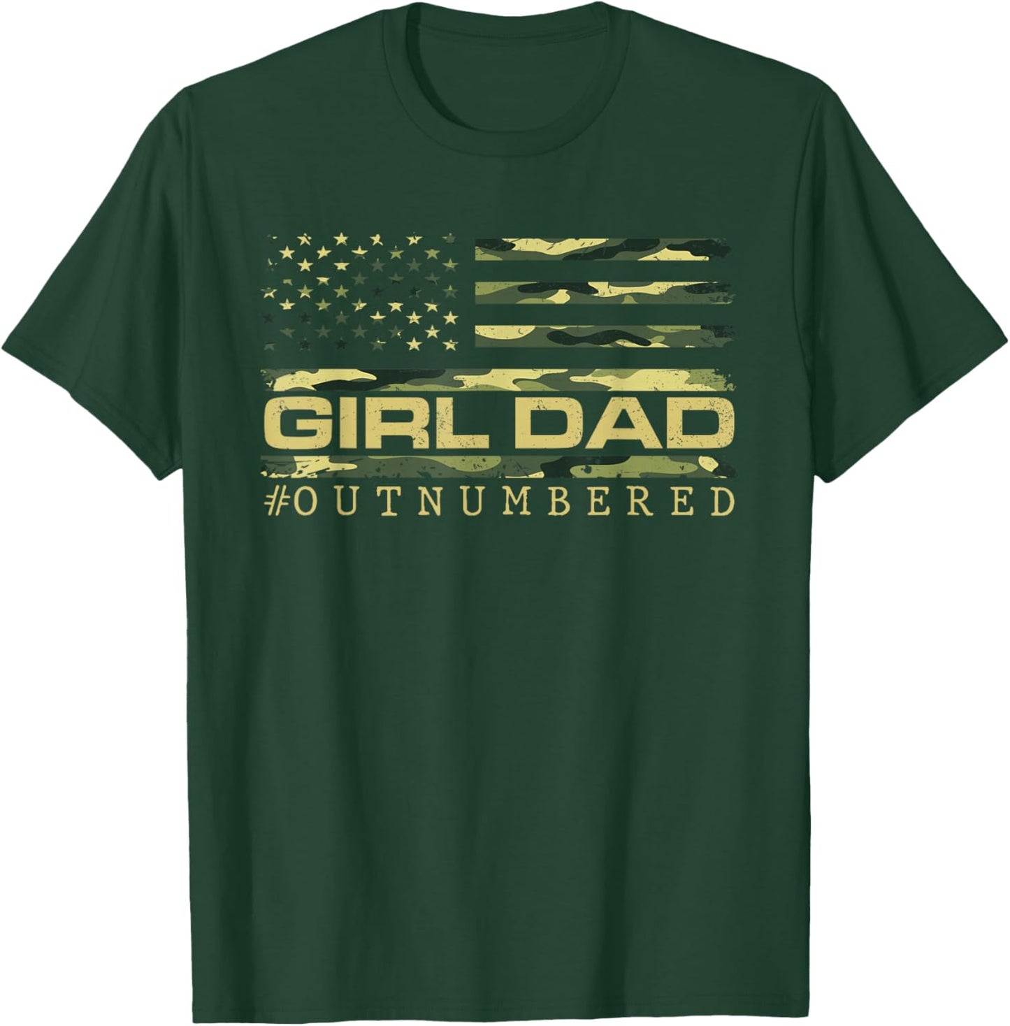 Girl Camo Dad American USA Flag Dad of Girls 4th of July T-Shirt - T-Shirt | Forest