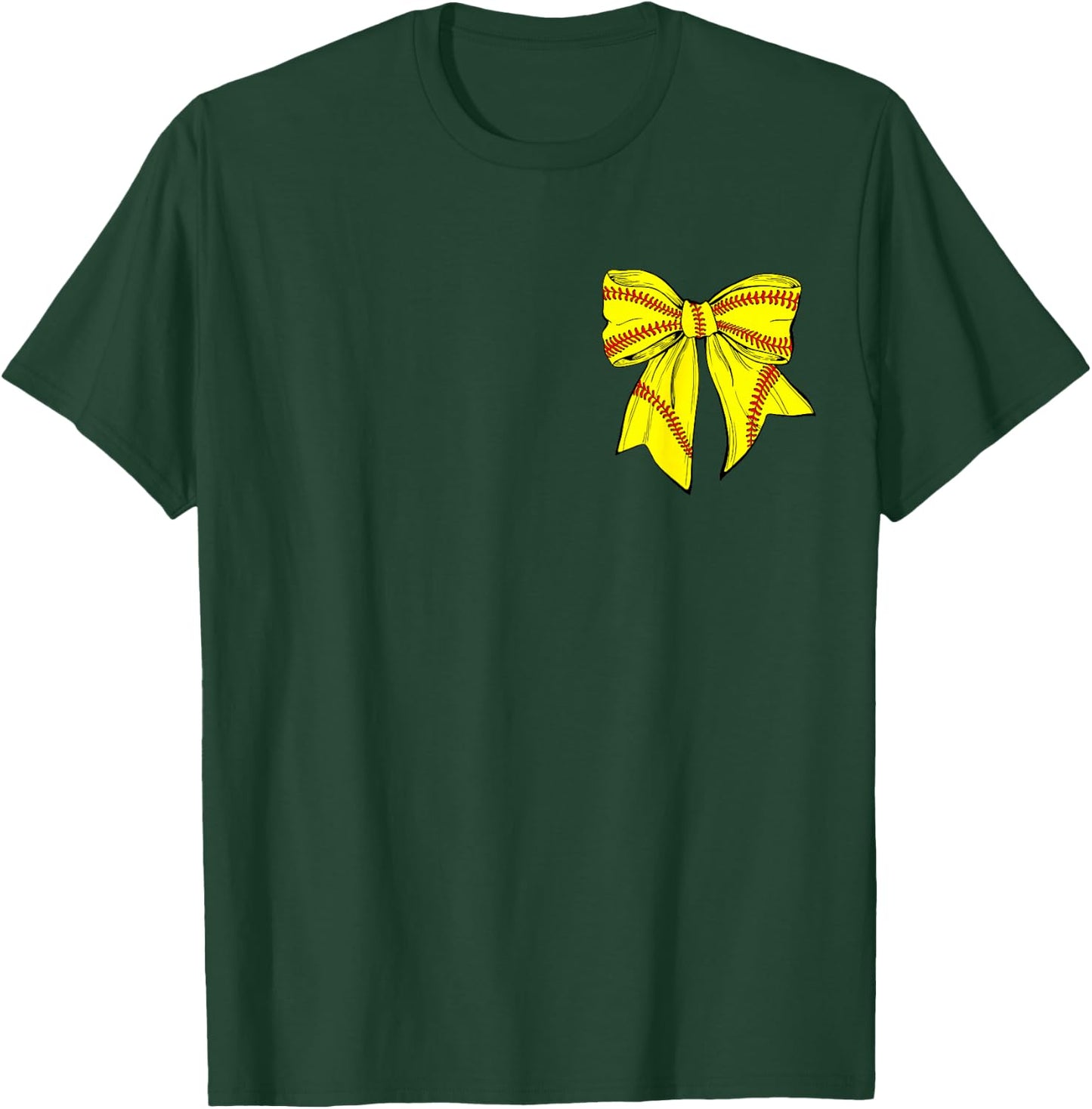 Softball Bow Game Day Coquette Women Front and Back Print T-Shirt - T-Shirt | Forest