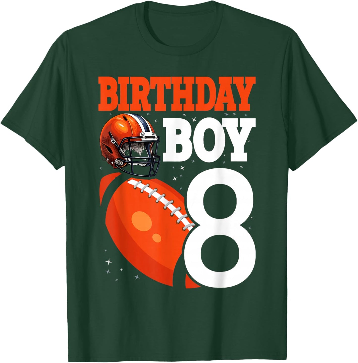 8 Years Old Boy Football Player 8th Football Birthday Boys T-Shirt - T-Shirt | Forest