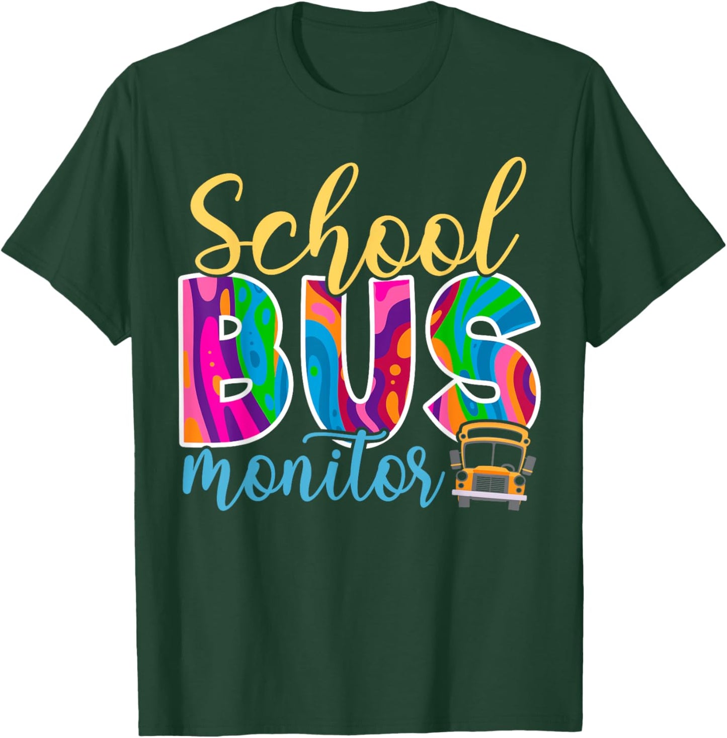 Cute School Bus Monitor T-Shirt - T-Shirt | Forest