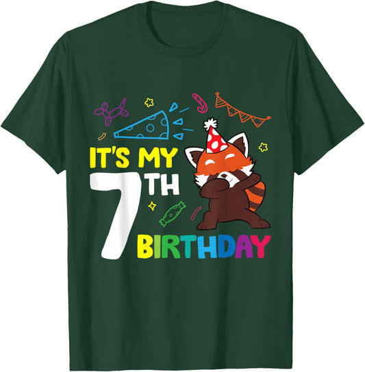 Red Panda Birthday It's My 7th Birthday Red Panda T-Shirt - T-Shirt | Forest