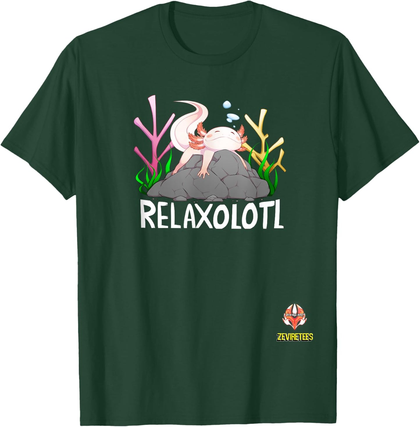 Relaxolotl a cute relaxing axolotl on a rock T-Shirt - T-Shirt | Forest