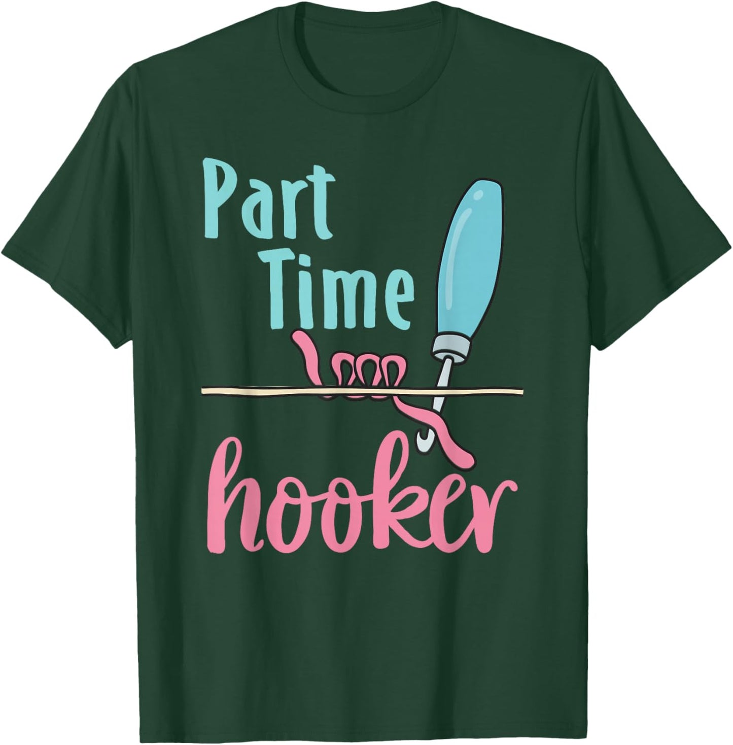 Cool Rug Hooking Artist Gifts and Apparel Adult Funny Rug Hooking X-Small Black Short Sleeve Modern Funny Letter Print Fun Humorous 'hooker' Pun Design T-Shirt - T-Shirt | Forest