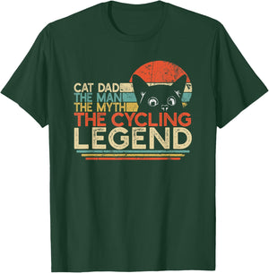 Bike Cyclist Gift | Cat Dad Man Myth Cycling Legend T-Shirt - T-Shirt | Forest