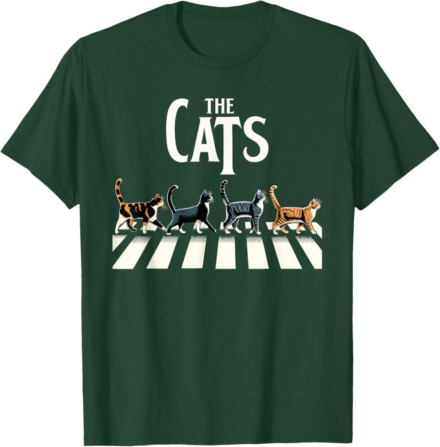 Retro Cat Rock Music Gift Men Kids Women Funny Cat T-Shirt - T-Shirt | Forest