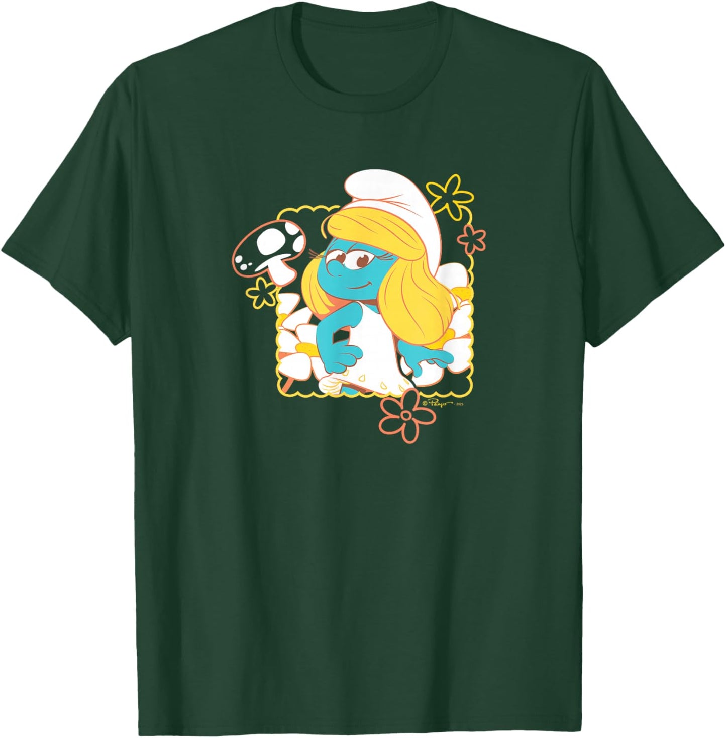 The Smurfs Movie Smurfette Poses with Flowers T-Shirt - T-Shirt | Forest