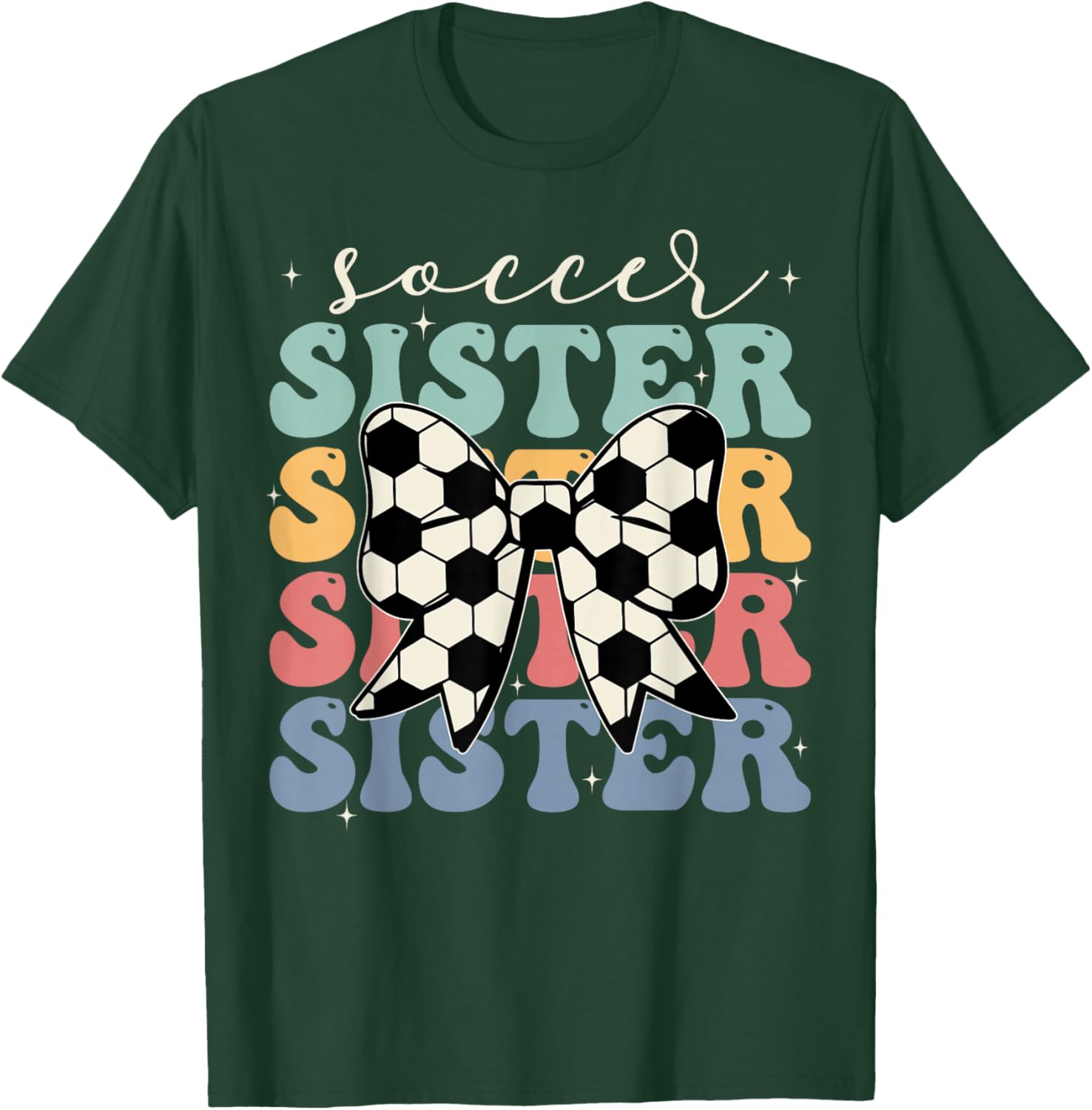 Soccer Sister Vintage Sport Lover Sister Mothers Da T-Shirt - T-Shirt | Forest
