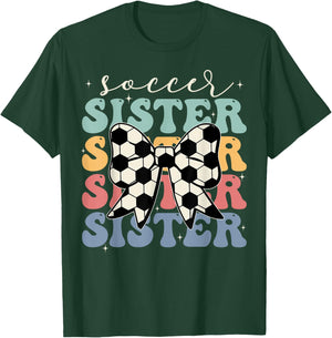Soccer Sister Vintage Sport Lover Sister Mothers Da T-Shirt - T-Shirt | Forest