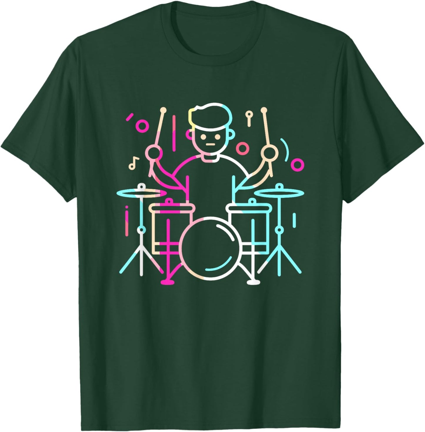 Drummer Boy Drawing Musician Drum Music T-Shirt - T-Shirt | Forest