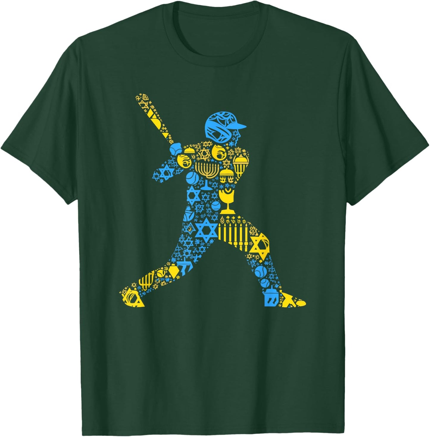 Baseball Menorah Dreidel Jewish Hanukkah Kids T-Shirt - T-Shirt | Forest