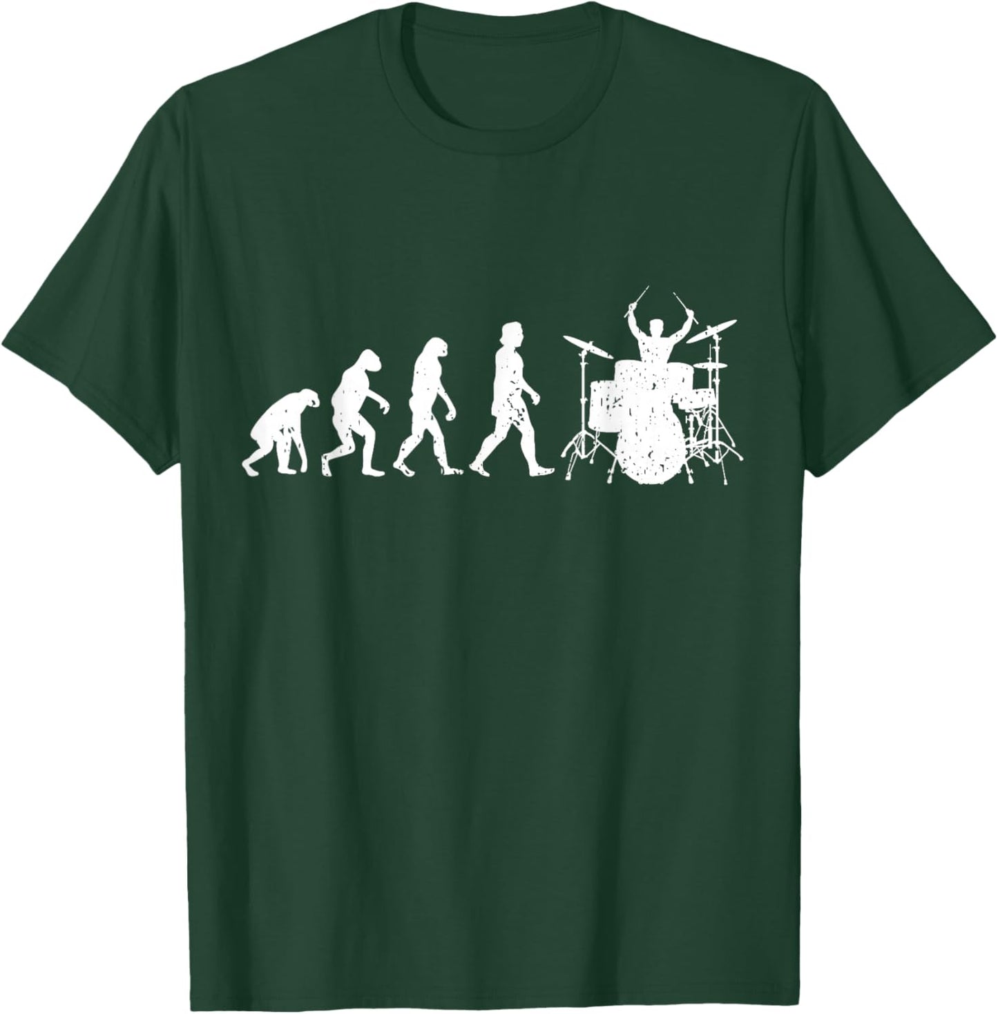 Drumming Evolution Funny Drummer T-Shirt - T-Shirt | Forest