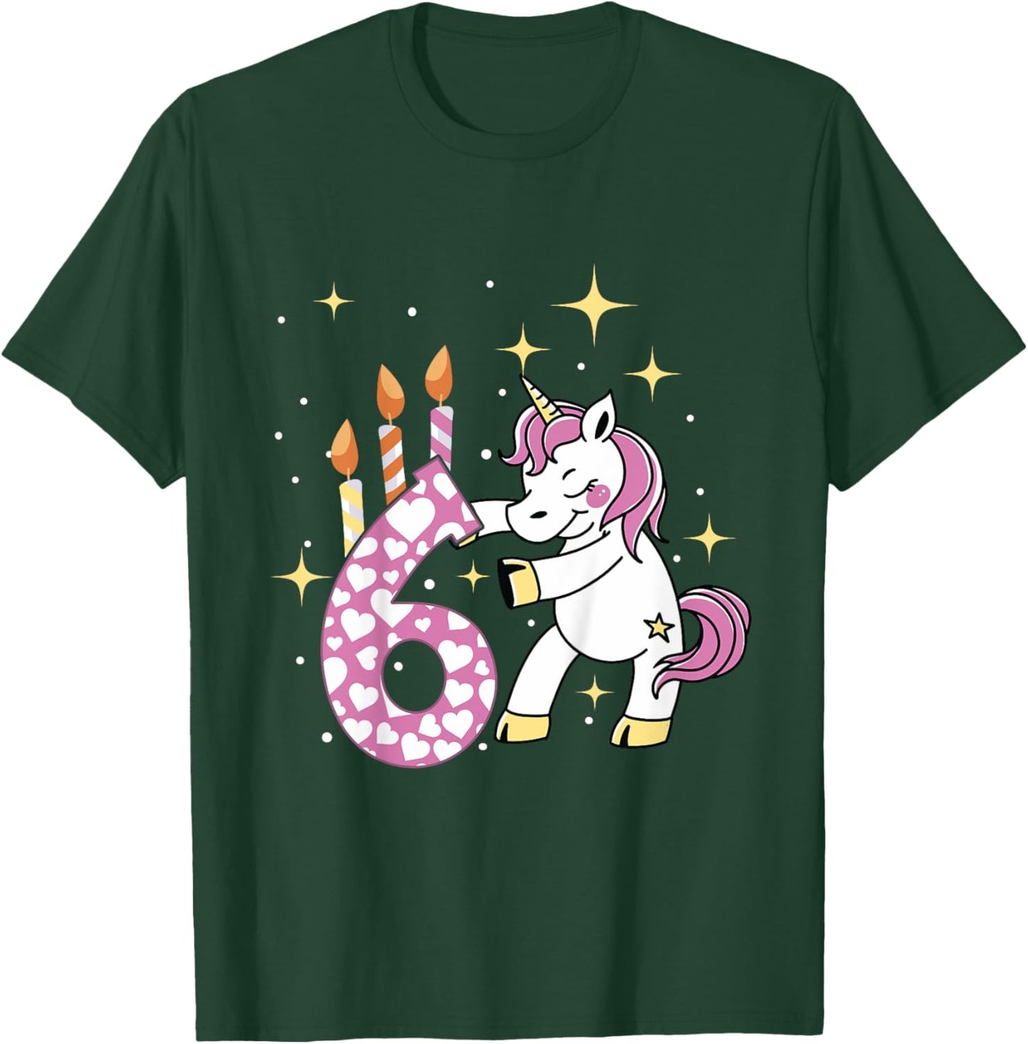 6th Birthday Unicorn For A 6 Years Old Girl Birthday T-Shirt - T-Shirt | Forest