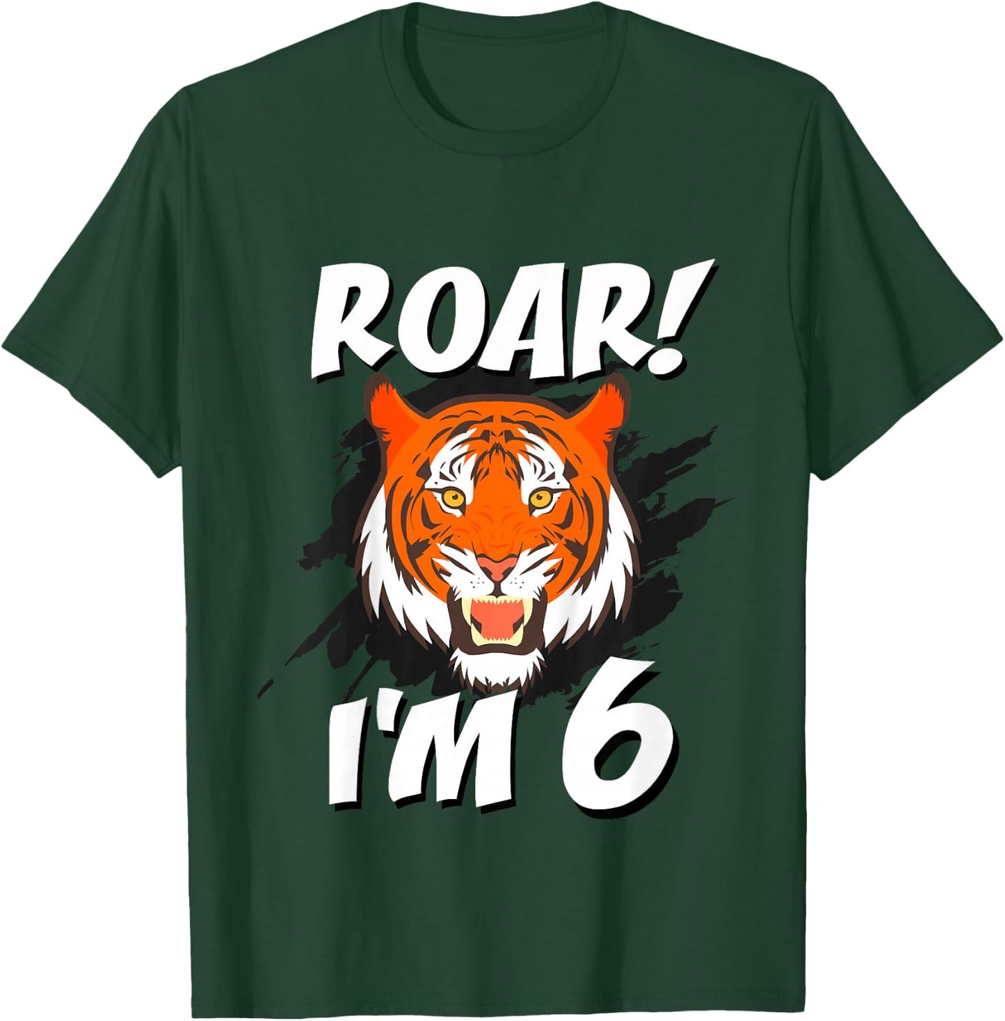 6 Year Old Tiger Birthday Party Tigers Roar Safari 6th Gift T-Shirt - T-Shirt | Forest