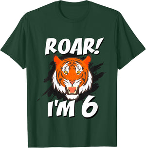 6 Year Old Tiger Birthday Party Tigers Roar Safari 6th Gift T-Shirt - T-Shirt | Forest