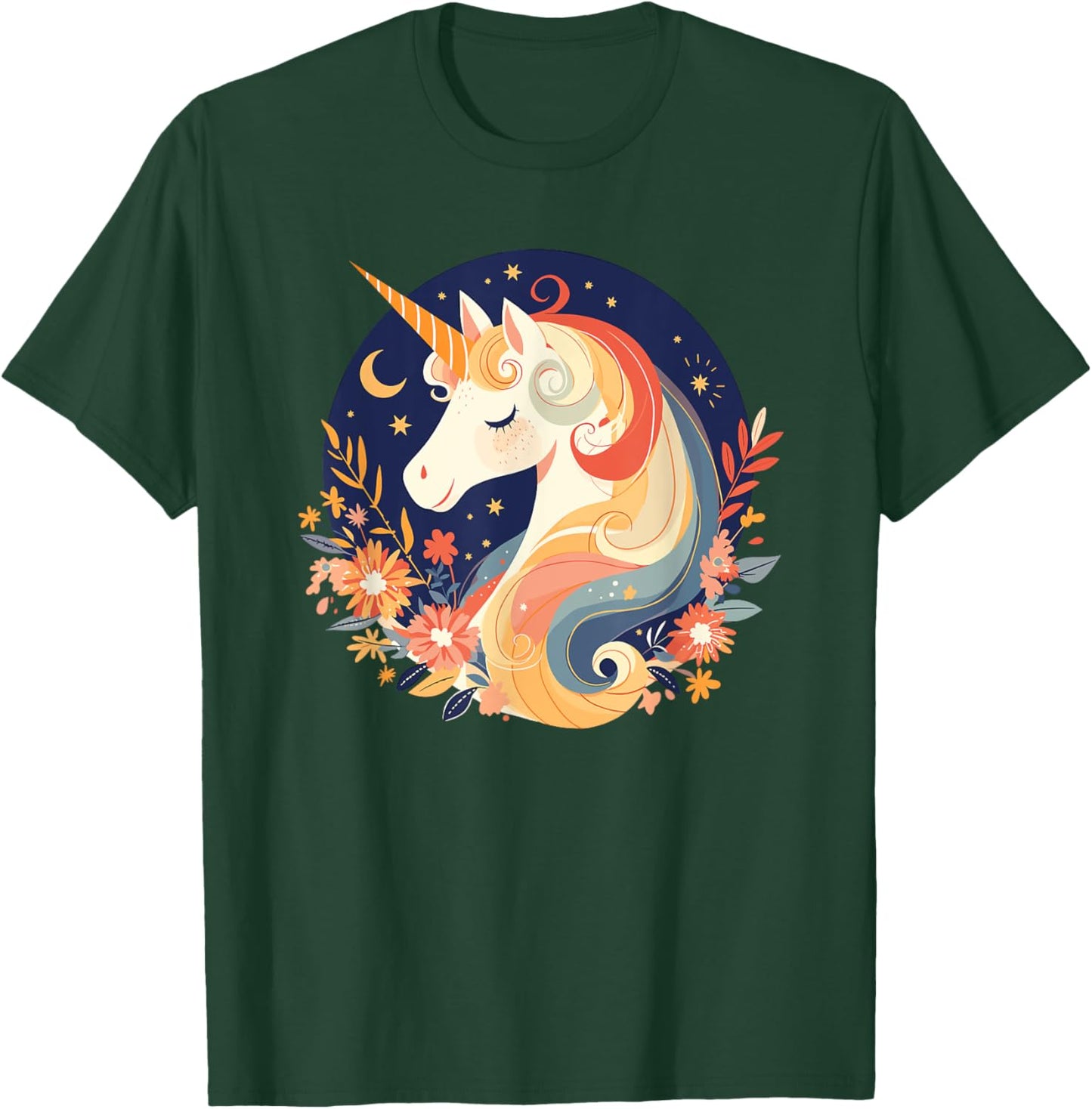 Majestic Sunset Unicorn Art Mystical Creature Fantasy T-Shirt - T-Shirt | Forest