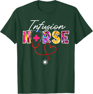 Infusion Nurse Stethoscope T-Shirt - T-Shirt | Forest