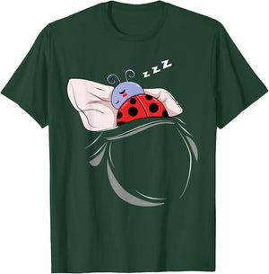 Funny Ladybug Merch , Men & Kids Ladybug Sleeping Beetle Pajamas Nap PJs Outfit Gift Ladybug T-Shirt - T-Shirt | Forest