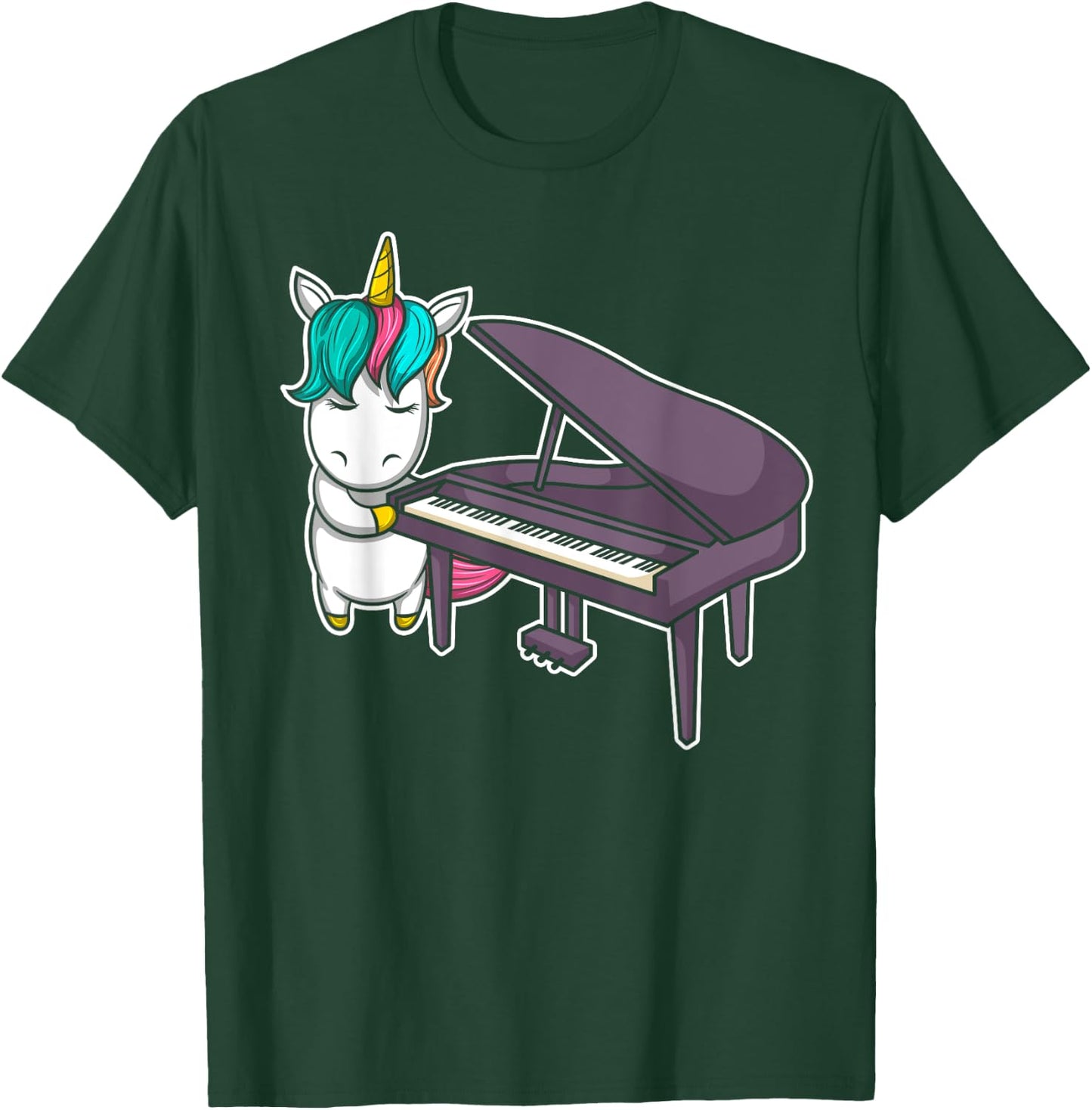 Cute Grand Piano Player Pianist Musician I Unicorn T-Shirt - T-Shirt | Forest