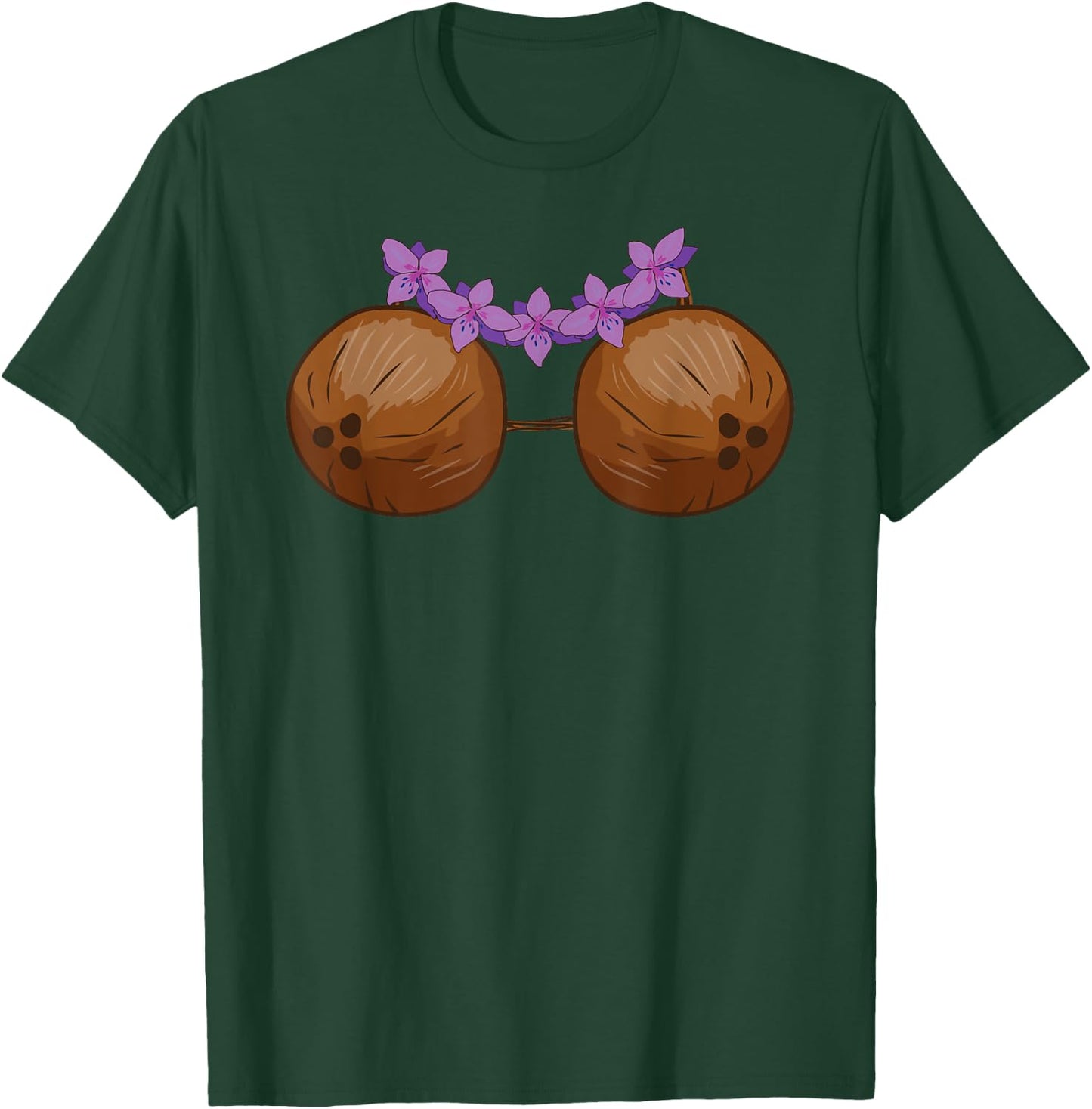 Coconut Bra Funny Hawaiian Halloween Costume T-Shirt - T-Shirt | Forest