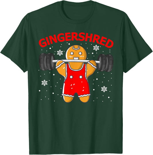 Funny Gingershred Gingerbread Man Gym Squad Xmas Holiday T-Shirt - T-Shirt | Forest