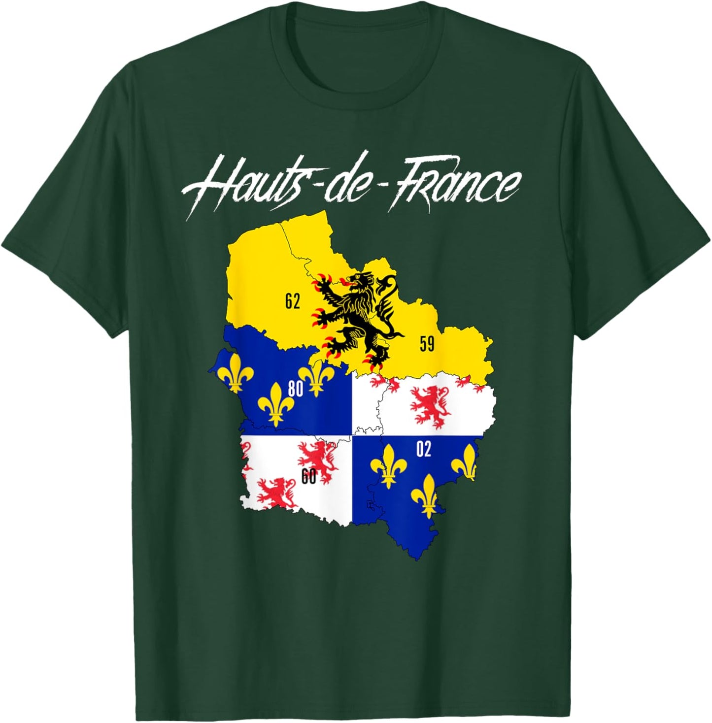 Map Flag of Hauts-de-France, French Region T-Shirt - T-Shirt | Forest