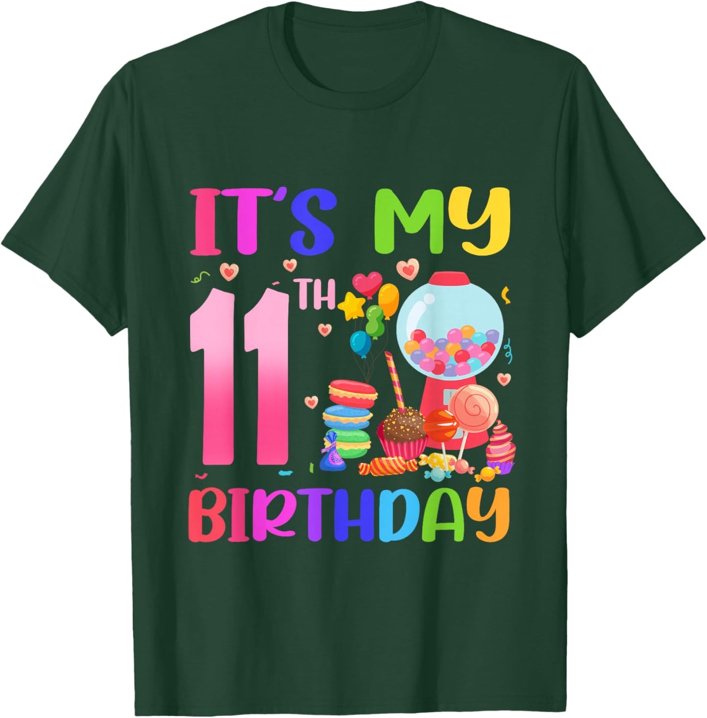 It's My 11th Birthday Girl Candy Candyland 11 Year Old T-Shirt - T-Shirt | Forest