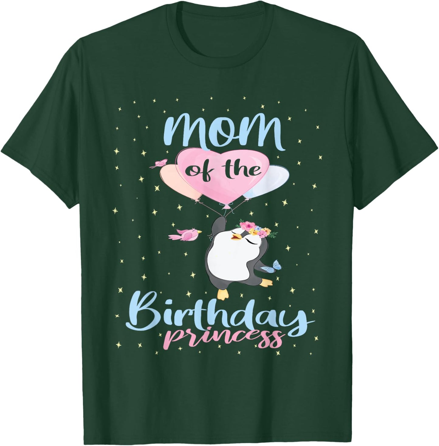 Mom Of The Birthday Princess Penguin Girls B-day Party T-Shirt - T-Shirt | Forest