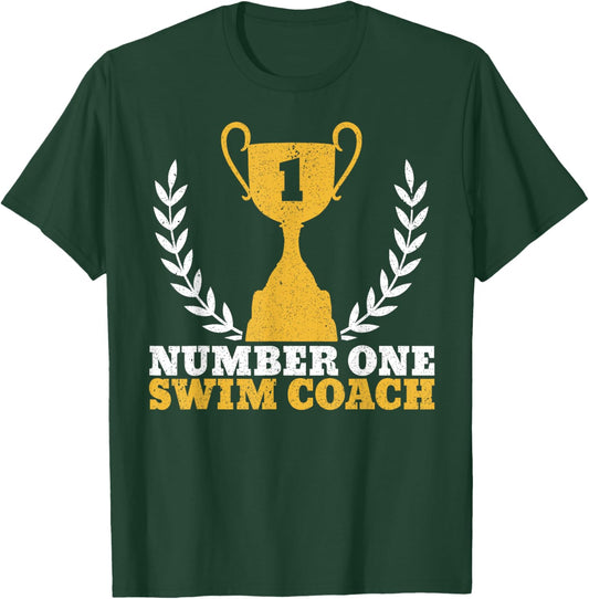 Number One Swim Coach Head Trainer Coaching Swimming T-Shirt - T-Shirt | Forest