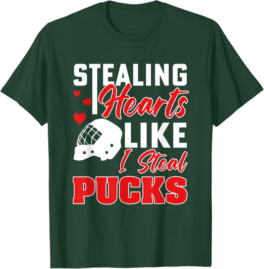 Stealing Heart Like I Steal Pucks Valentines Day Hockey kids T-Shirt - T-Shirt | Forest