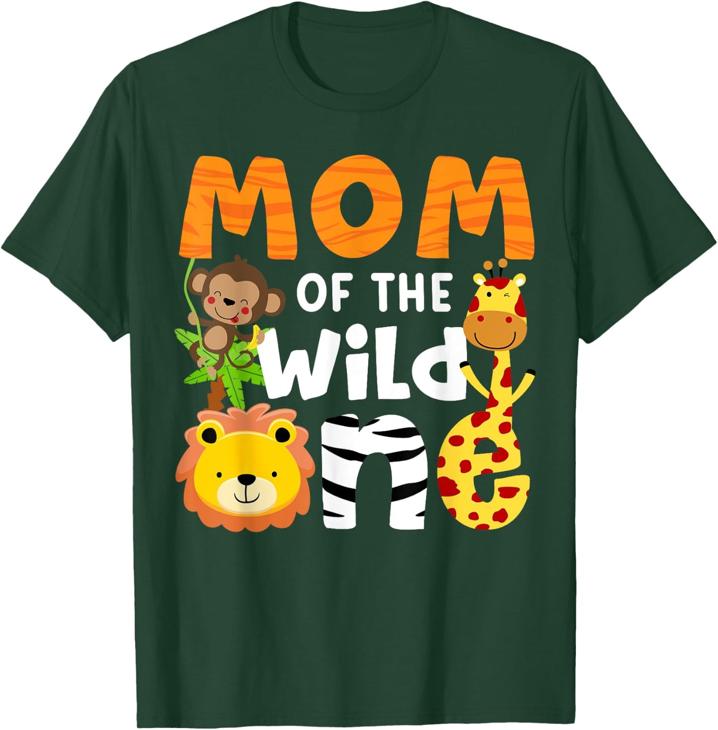 Mom of the Wild One Zoo Birthday Safari Jungle Animals Party T-Shirt - T-Shirt | Forest