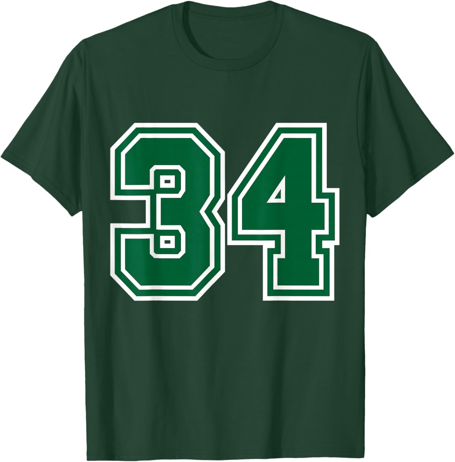 Green Sports Team Number #34 T-Shirt - T-Shirt | Forest