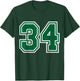 Green Sports Team Number #34 T-Shirt - T-Shirt | Forest
