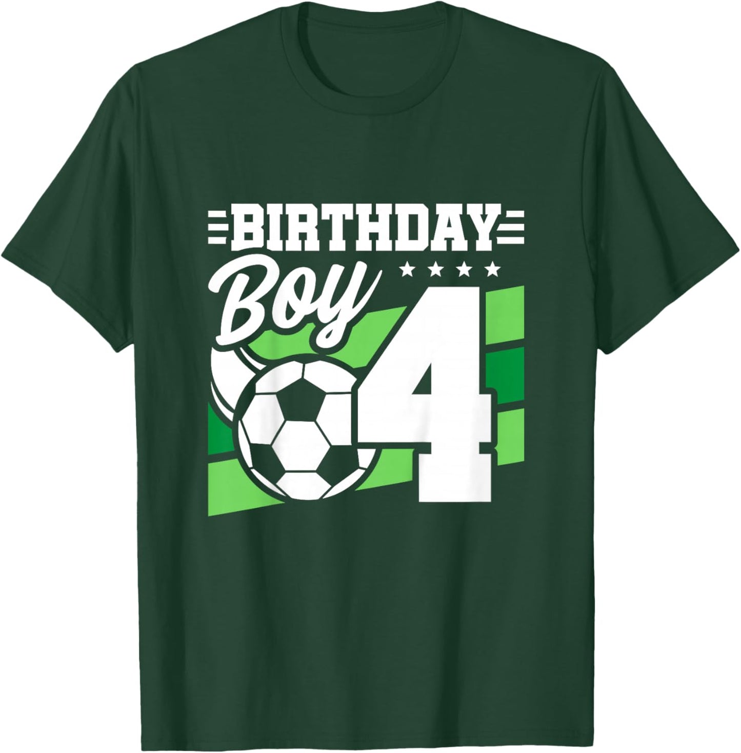 Kids Soccer Birthday Party - 4 Year Old Boy - 4th Birthday T-Shirt - T-Shirt | Forest