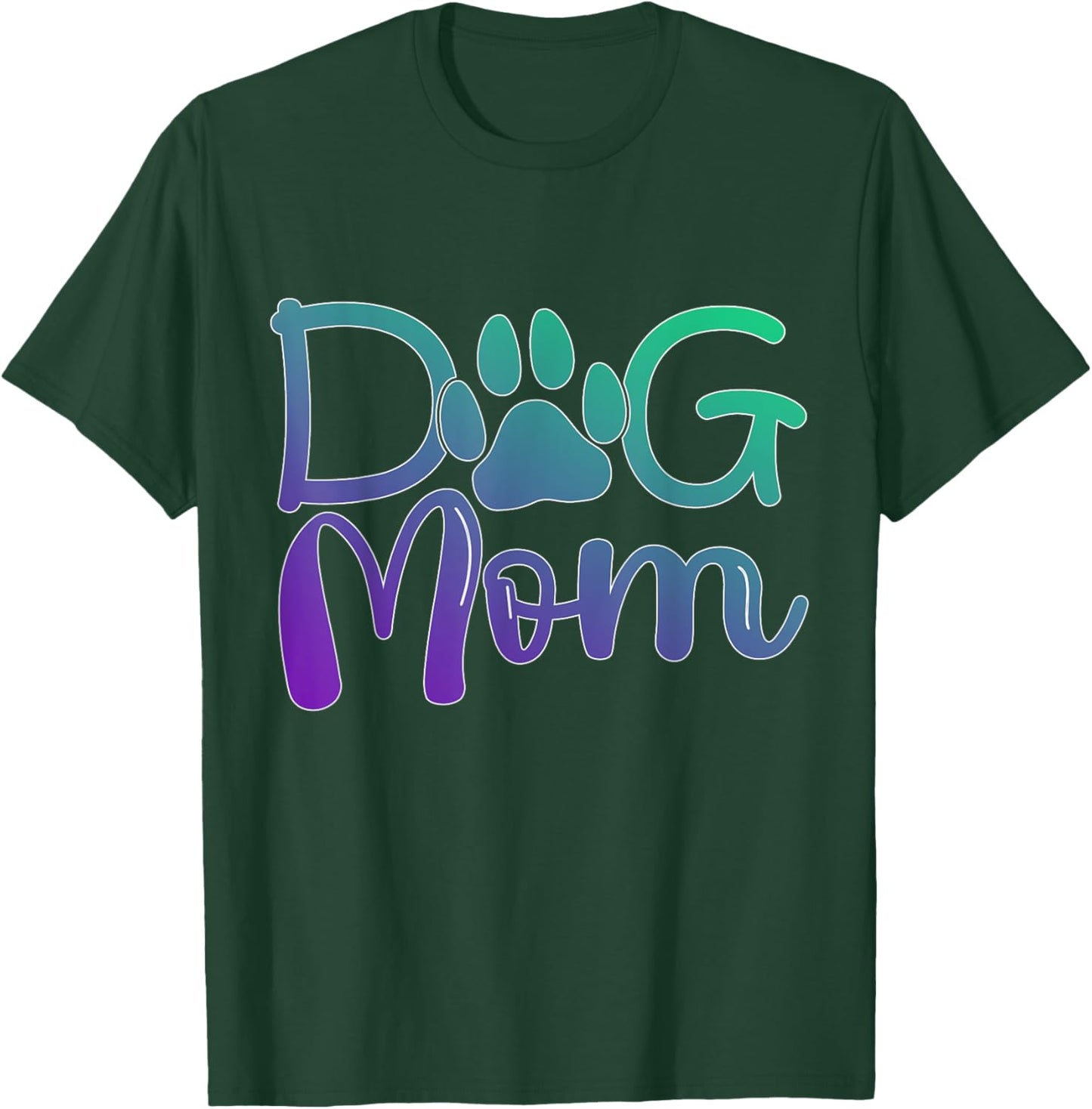 Green Purple Dog mom paw print Dogs mother owner pet lover Women Kids T-Shirt - T-Shirt | Forest