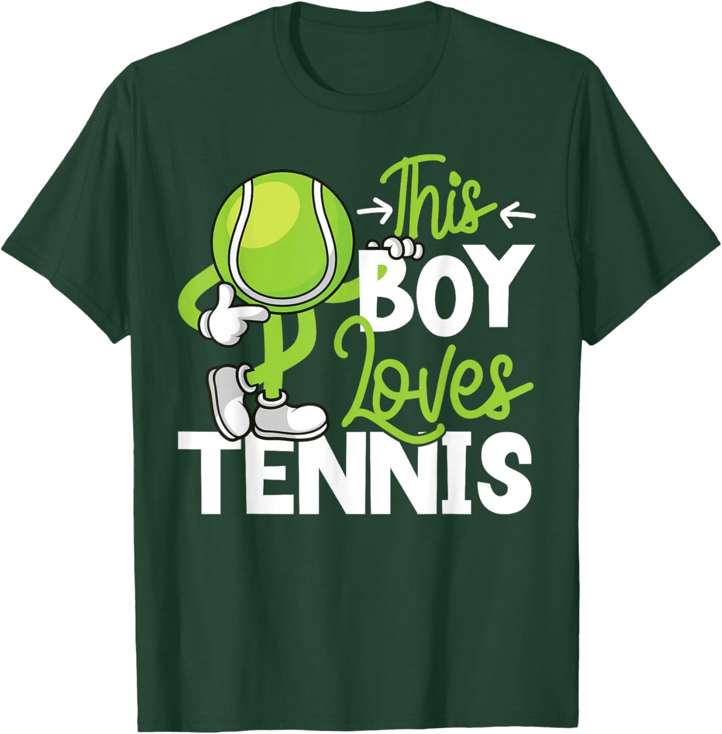 Funny Tennis Player Racket Boy This Boy Loves Tennis T-Shirt - T-Shirt | Forest