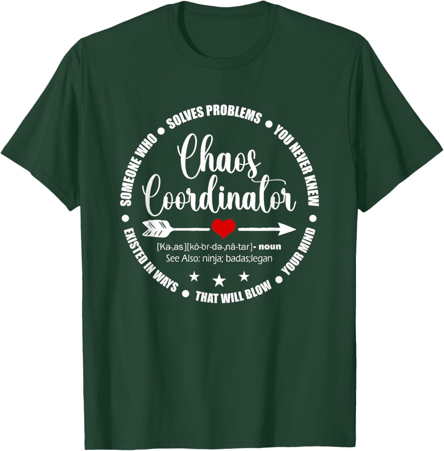 Cute Heart Chaos Coordinator Funny First Day of School T-Shirt - T-Shirt | Forest